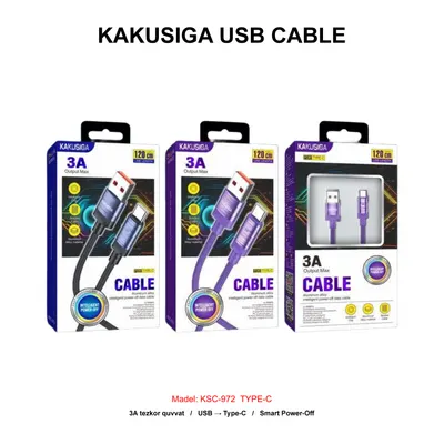 USB CABLE KAKUSIGA KSC-972 TYPE-C BLACK