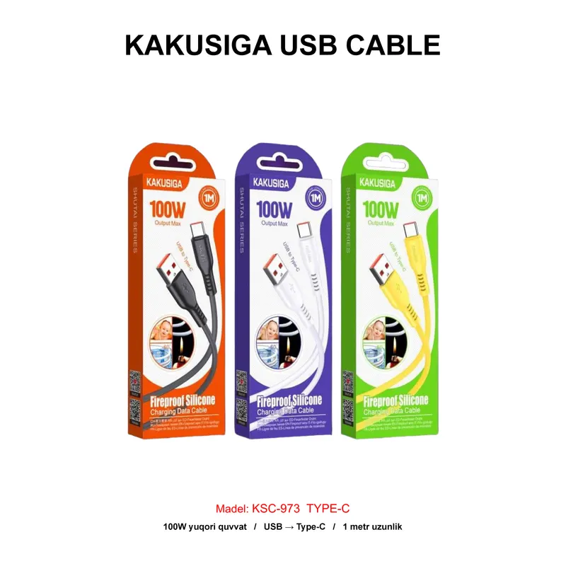 USB CABLE KAKUSIGA KSC-973 TYPE-C BLACK