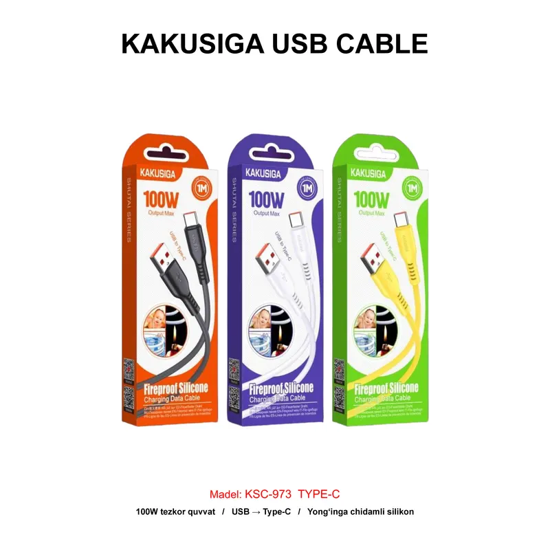 USB CABLE KAKUSIGA KSC-973 TYPE-C WHITE