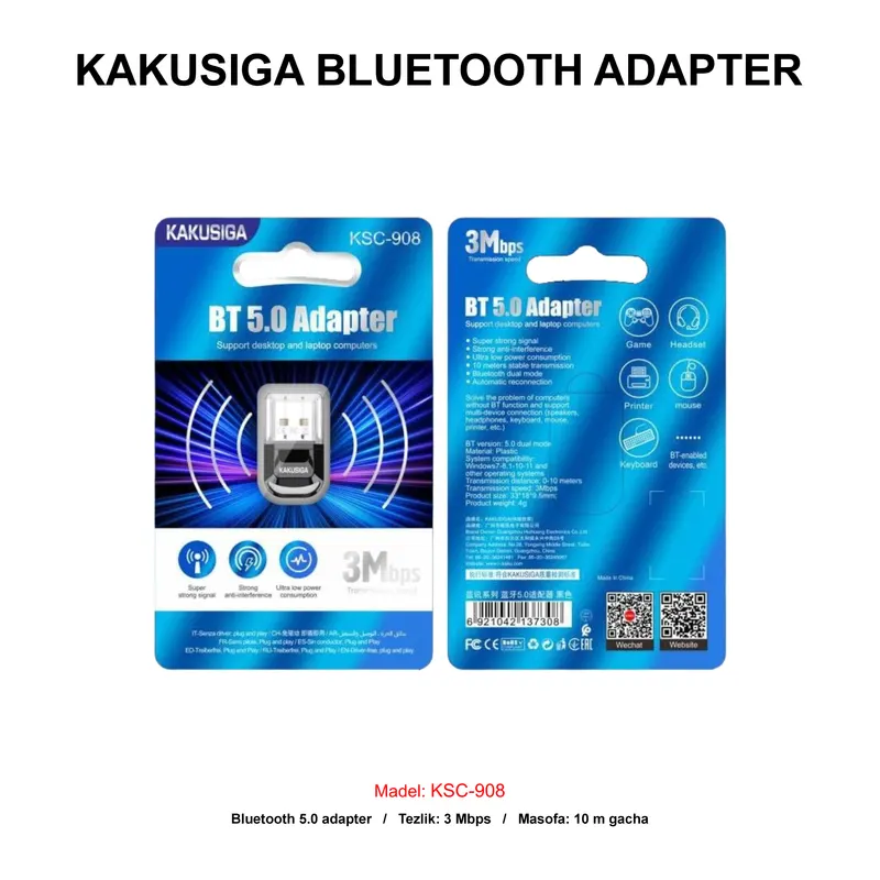BLUETOOTH ADAPTER KAKUSIGA KSC-908 BLACK