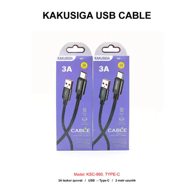 USB CABLE KAKUSIGA KSC-980 TYPE-C BLACK