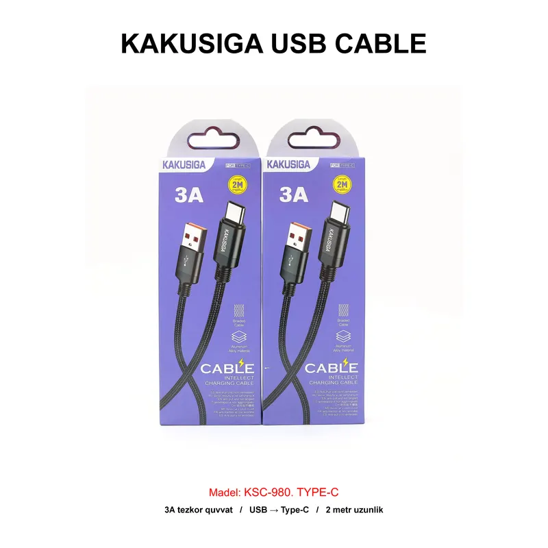USB CABLE KAKUSIGA KSC-980 TYPE-C BLACK