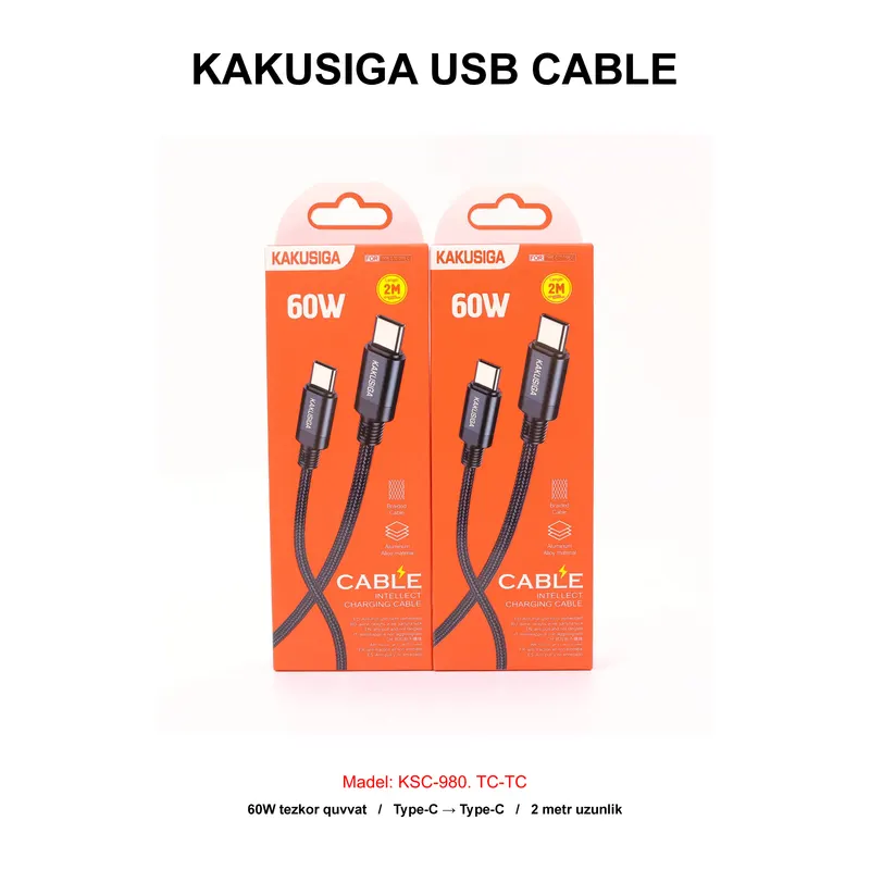 USB CABLE KAKUSIGA KSC-980 TC-TC BLACK