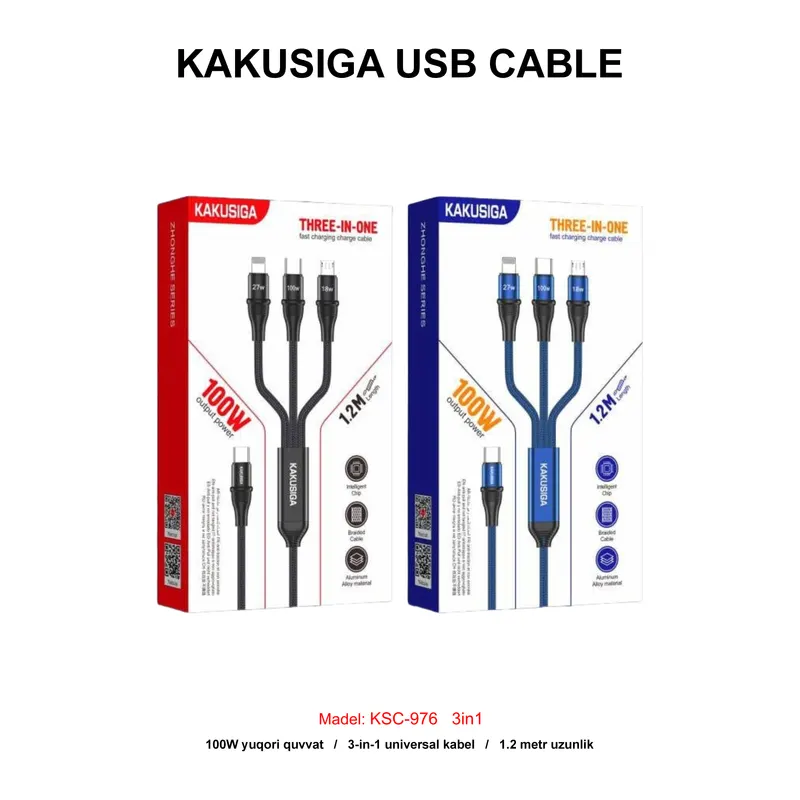 USB CABLE KAKUSIGA KSC-976 3in1 BLACK