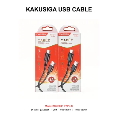 USB CABLE KAKUSIGA KSC-982 TYPE-C BLACK