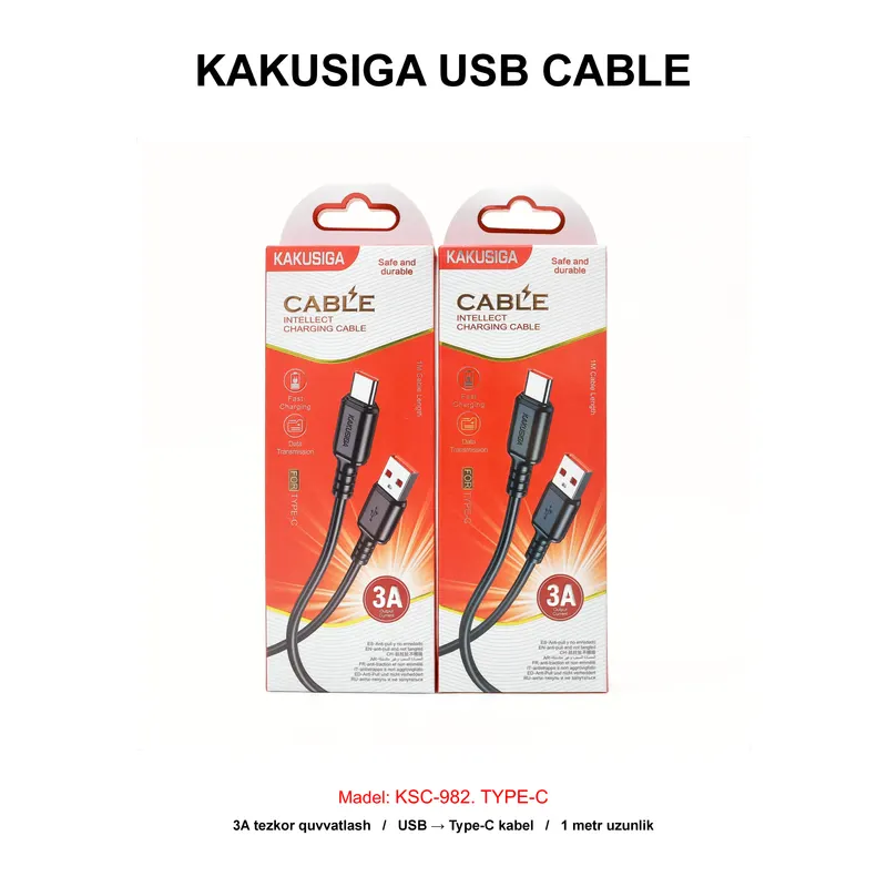 USB CABLE KAKUSIGA KSC-982 TYPE-C BLACK