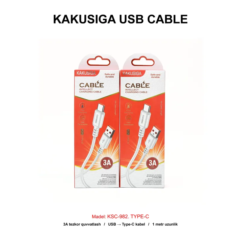 USB CABLE KAKUSIGA KSC-982 TYPE-C WHITE