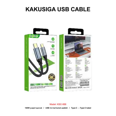 USB CABLE KAKUSIGA KSC-988 2M TC-TC BLACK