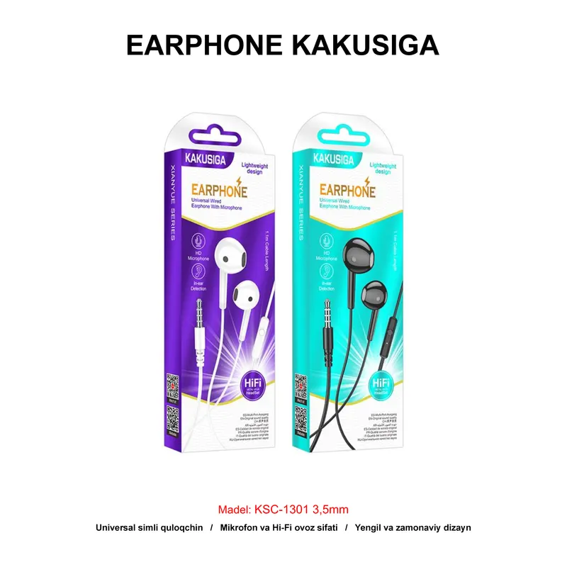 EARPHONE KAKUSIGA KSC-1301 3,5mm WHITE
