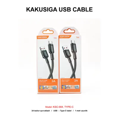 USB CABLE KAKUSIGA KSC-984 TYPE-C BLACK