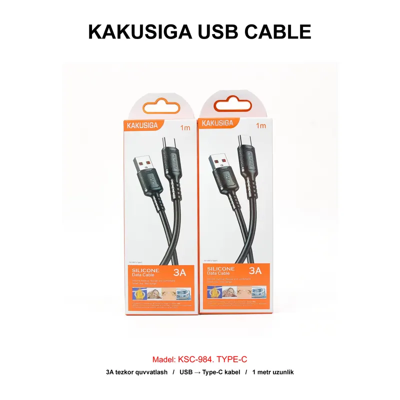 USB CABLE KAKUSIGA KSC-984 TYPE-C BLACK