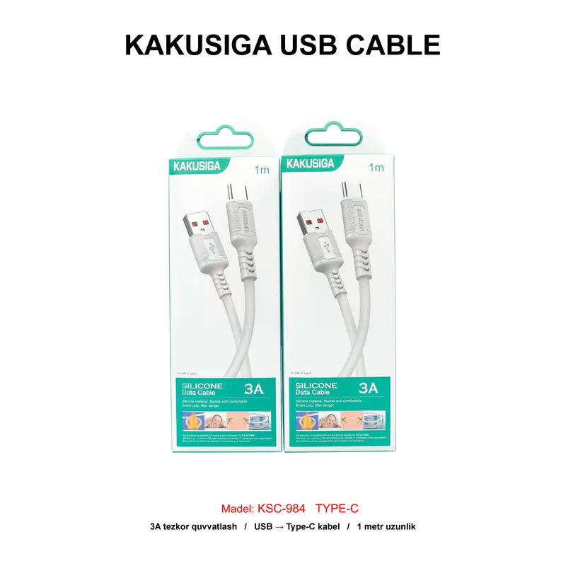 USB CABLE KAKUSIGA KSC-984 TYPE-C WHITE