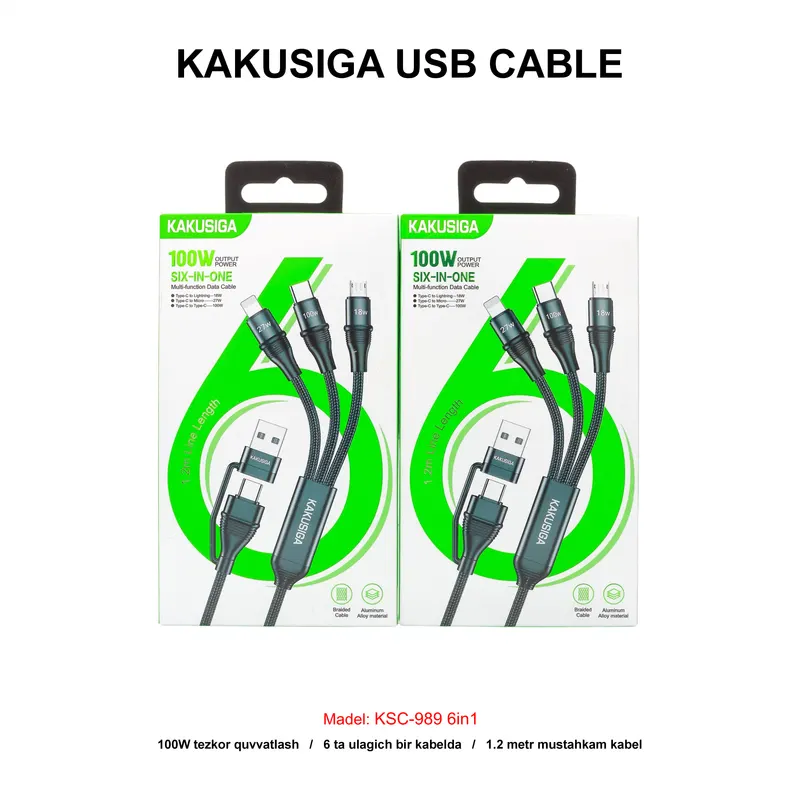 USB CABLE KAKUSIGA KSC-989 6in1 BLACK