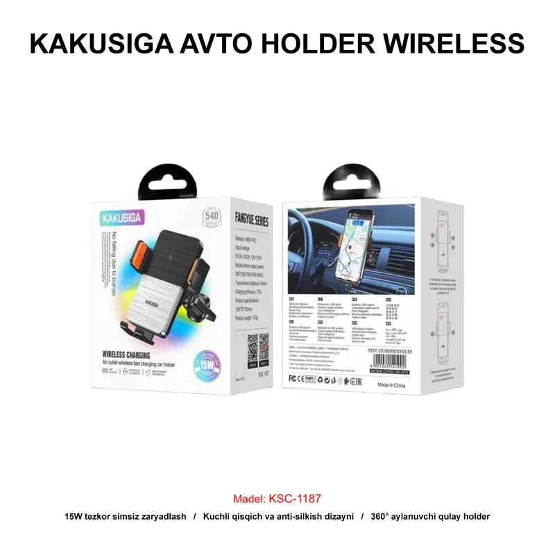 AVTO HOLDER WIRELESS KAKUSIGA KSC-1187 BLACK