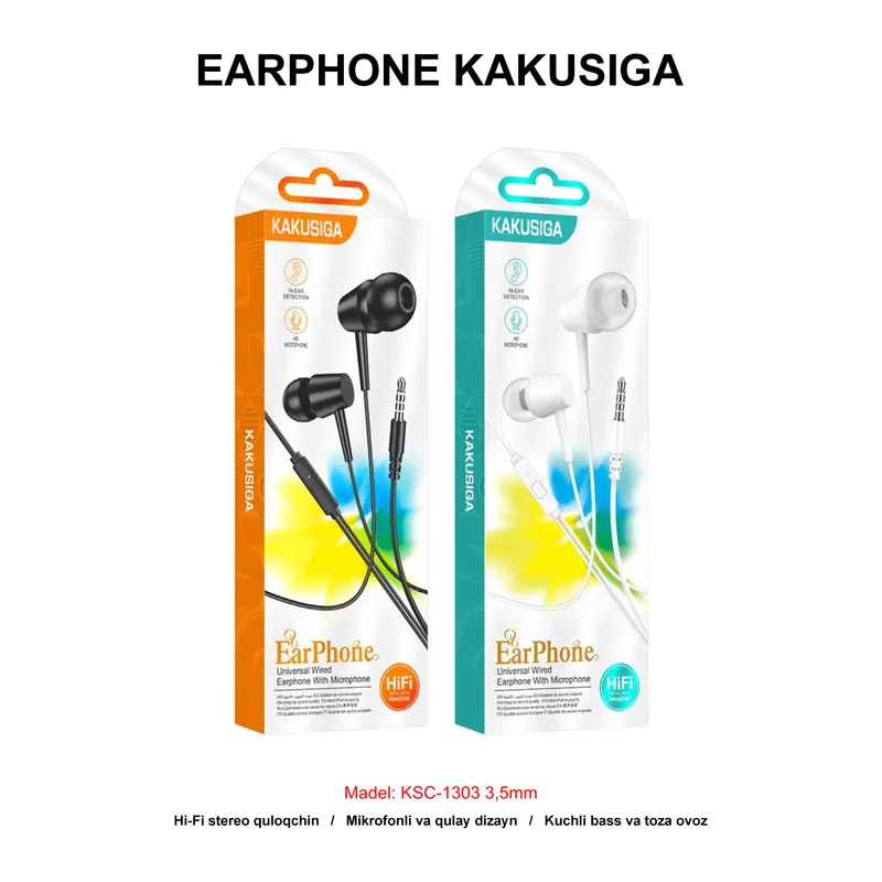 EARPHONE KAKUSIGA KSC-1303 3,5mm BLACK