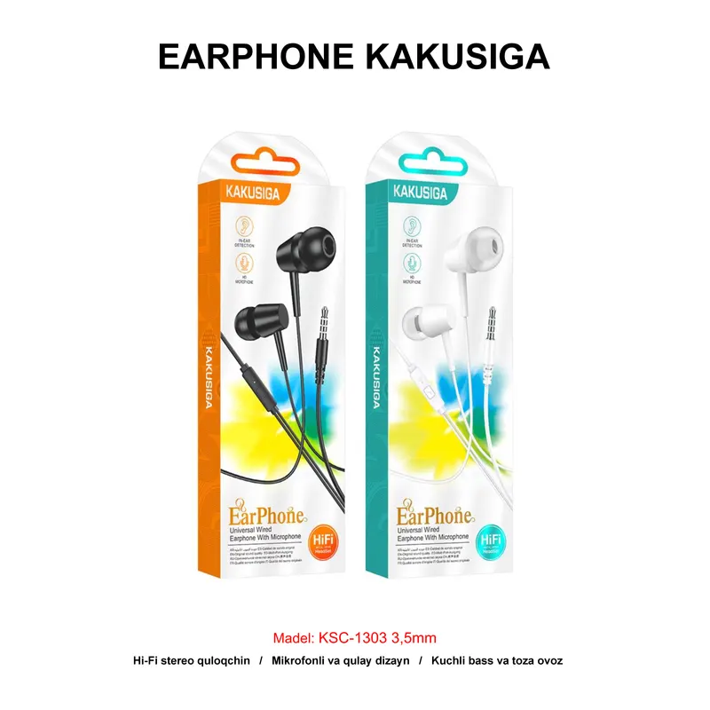 EARPHONE KAKUSIGA KSC-1303 3,5mm WHITE