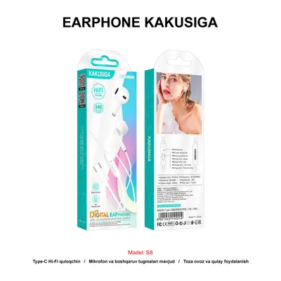 EARPHONE KAKUSIGA KSC-1305 TYPE-C WHITE