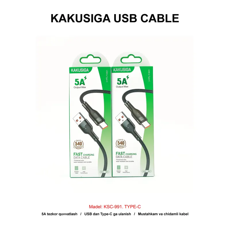 USB CABLE KAKUSIGA KSC-991 TYPE-C BLACK
