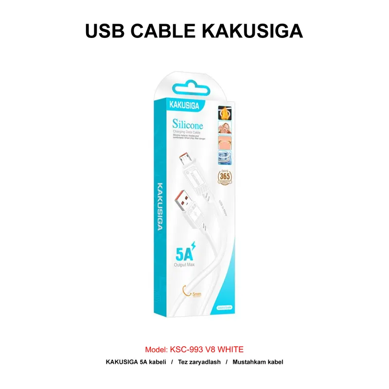 USB CABLE KAKUSIGA KSC-993 V8 WHITE