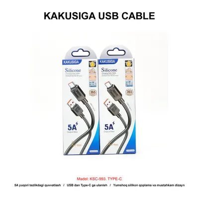 USB CABLE KAKUSIGA KSC-993 TYPE-C BLACK