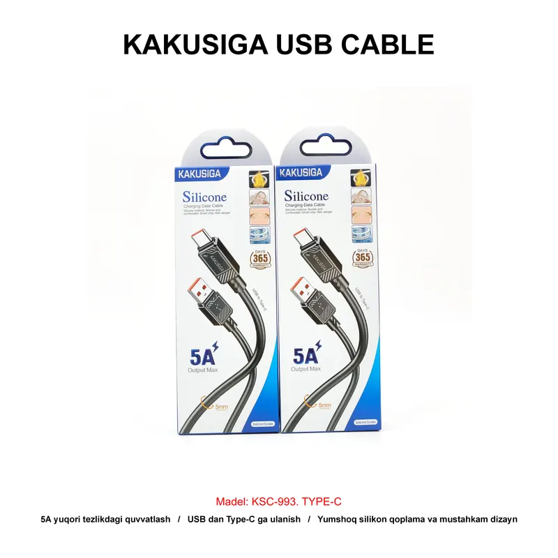 USB CABLE KAKUSIGA KSC-993 TYPE-C BLACK