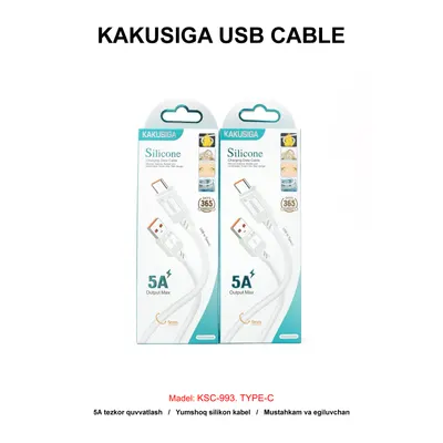 USB CABLE KAKUSIGA KSC-993 TYPE-C WHITE
