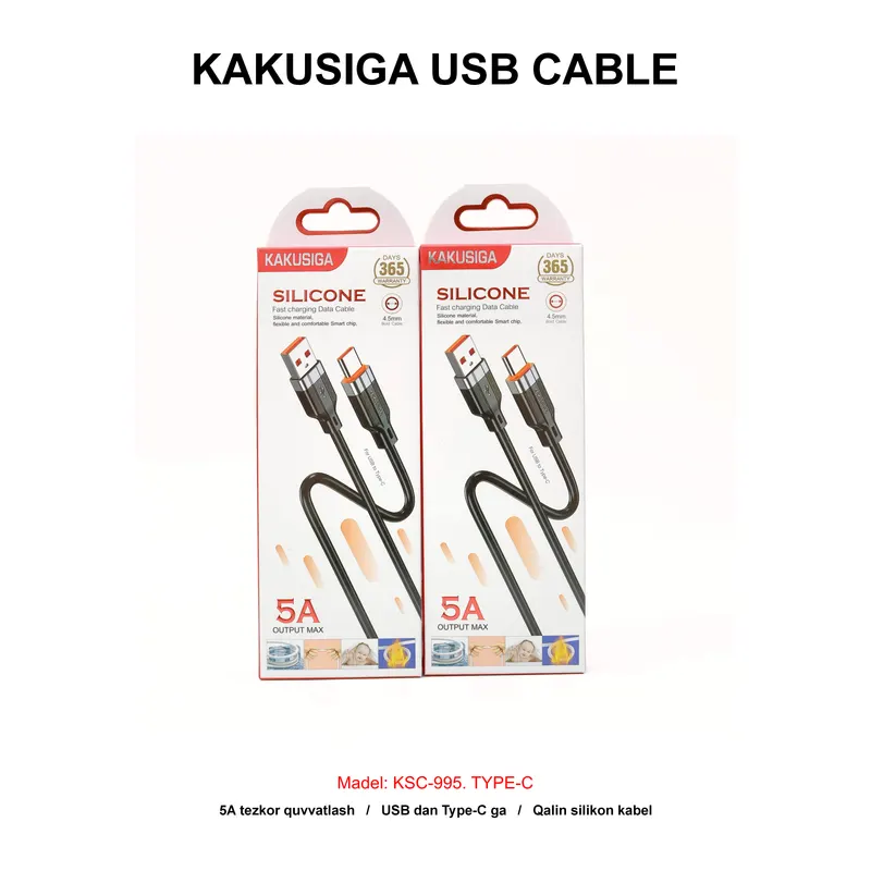 USB CABLE KAKUSIGA KSC-995 TYPE-C BLACK