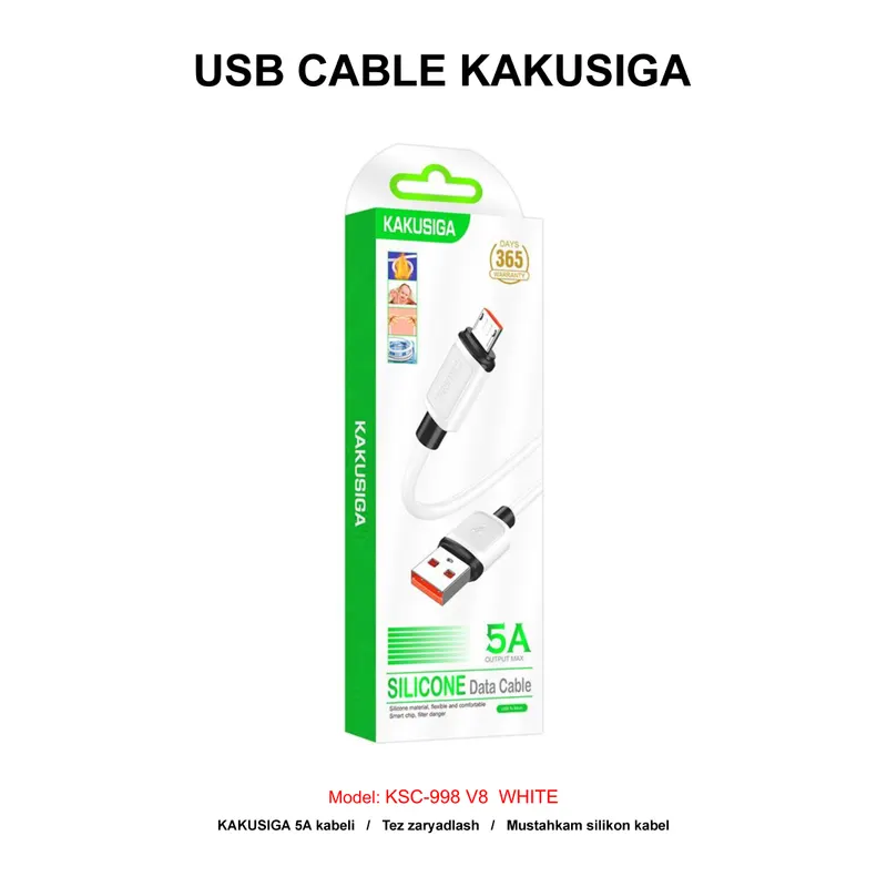 USB CABLE KAKUSIGA KSC-998 V8 WHITE