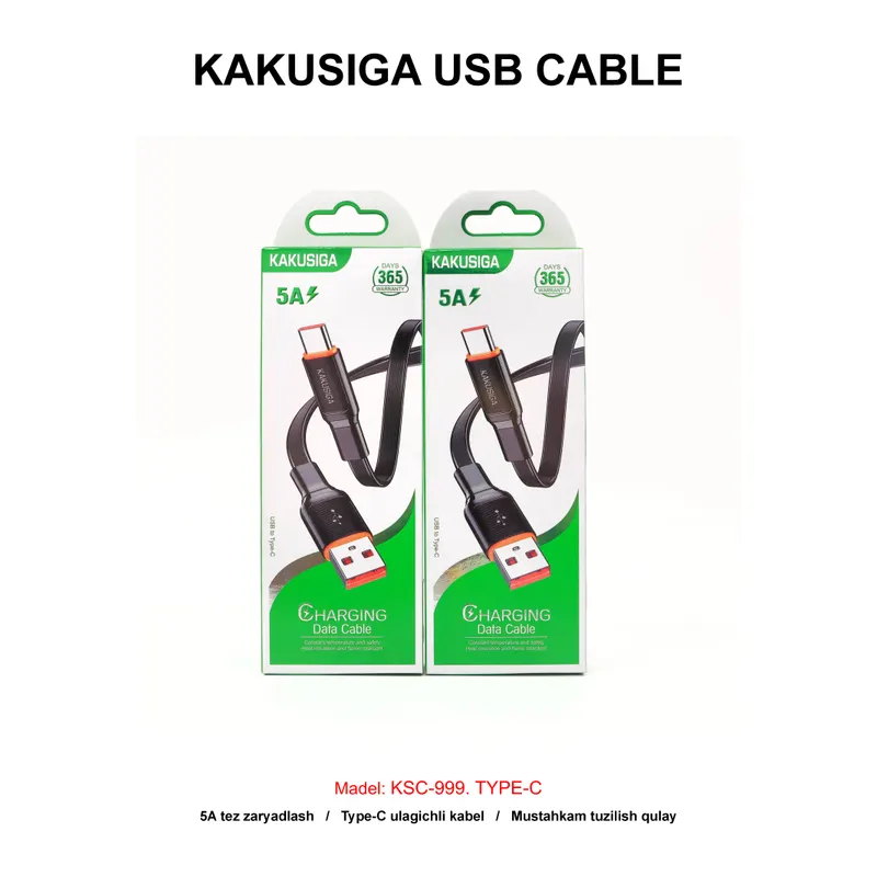 USB CABLE KAKUSIGA KSC-999 TYPE-C BLACK