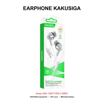 EARPHONE KAKUSIGA KSC-1309 TYPE-C GREY