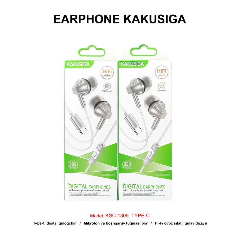 EARPHONE KAKUSIGA KSC-1309 TYPE-C SILVER