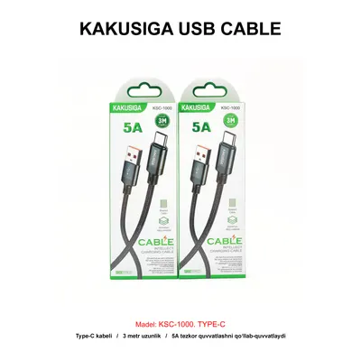 USB CABLE KAKUSIGA KSC-1000 TYPE-C BLACK