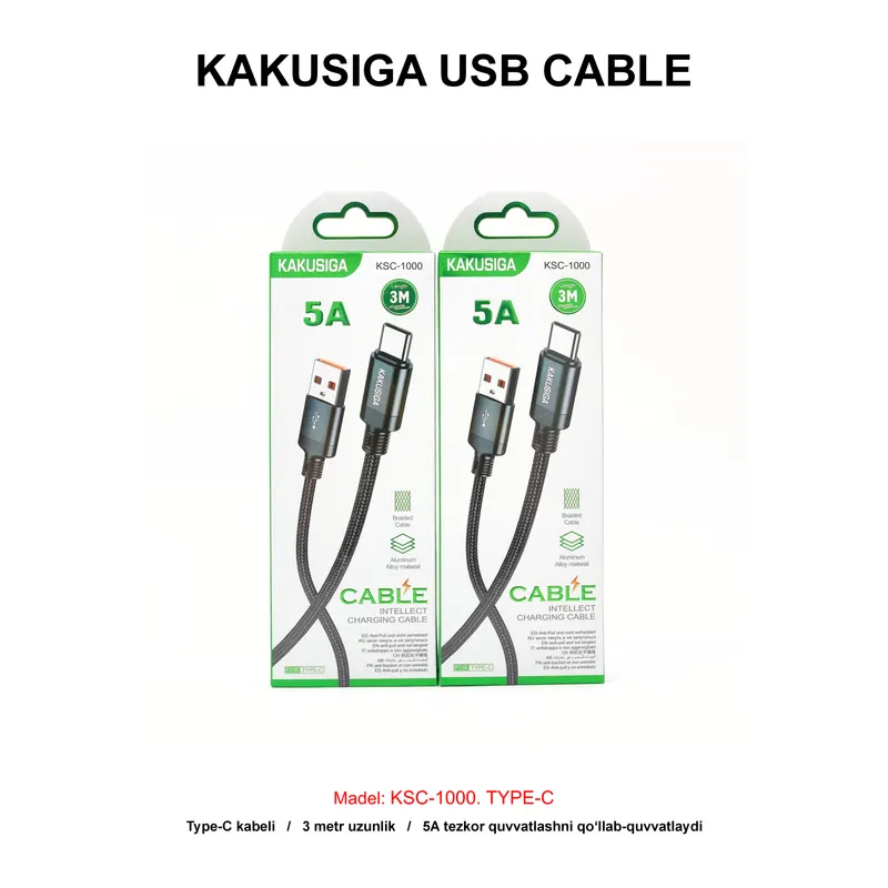 USB CABLE KAKUSIGA KSC-1000 TYPE-C BLACK