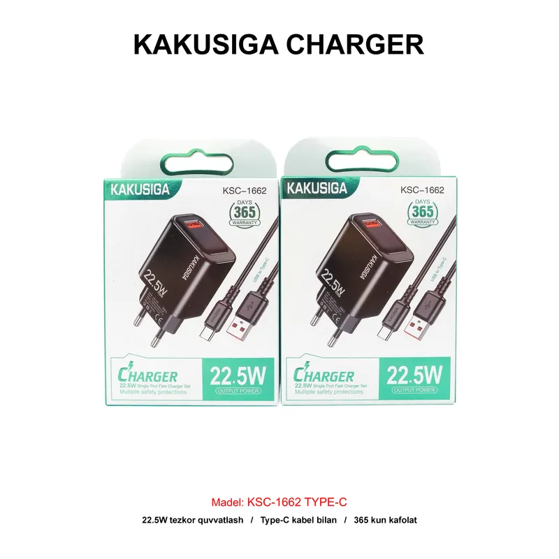CHARGER KAKUSIGA KSC-1662 TYPE-C BLACK