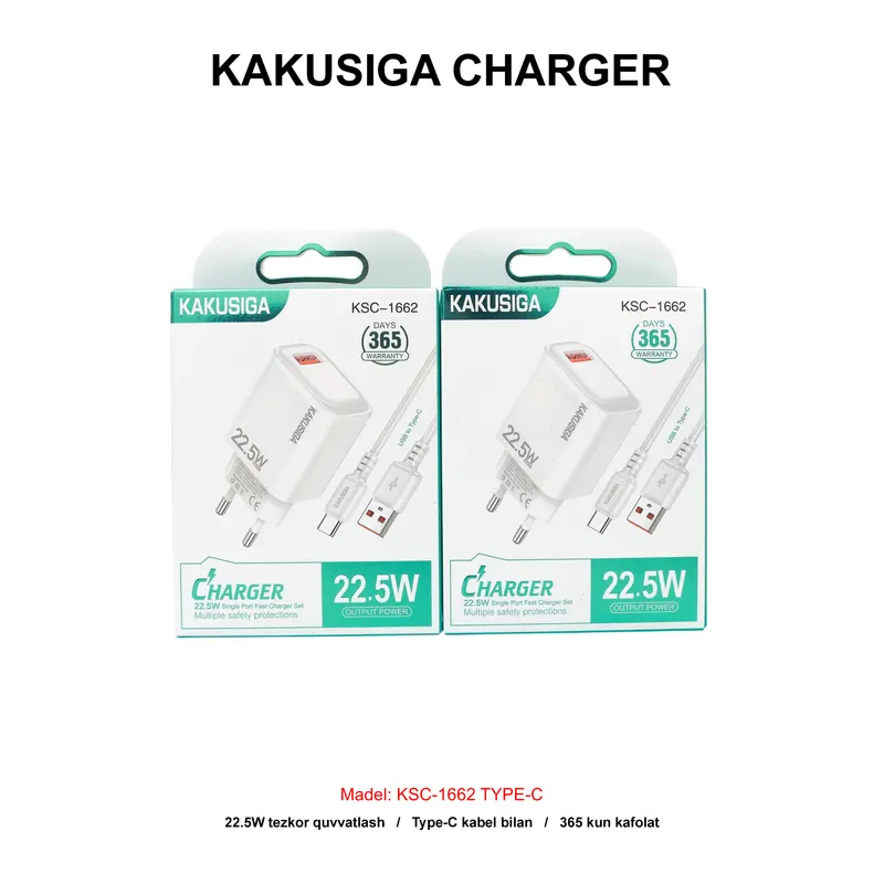 CHARGER KAKUSIGA KSC-1662 TYPE-C WHITE