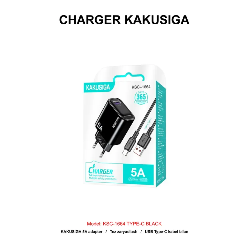 CHARGER KAKUSIGA KSC-1664 TYPE-C BLACK