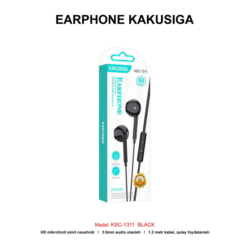 EARPHONE KAKUSIGA KSC-1311 BLACK