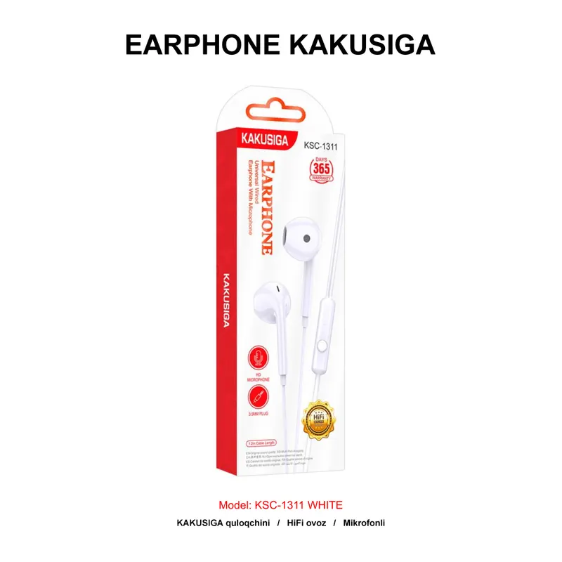 EARPHONE KAKUSIGA KSC-1311 WHITE