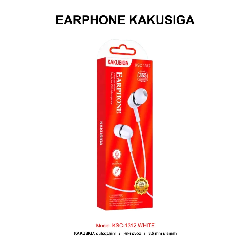 EARPHONE KAKUSIGA KSC-1312 WHITE
