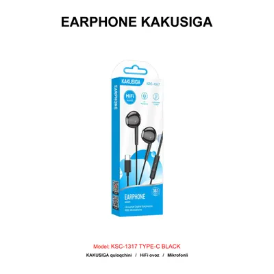 EARPHONE KAKUSIGA KSC-1317 TYPE-C BLACK