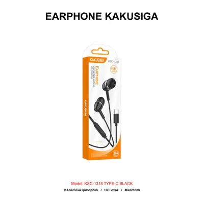 EARPHONE KAKUSIGA KSC-1318 TYPE-C BLACK