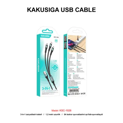 USB CABLE KAKUSIGA KSC-1026 3in1 BLACK