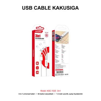USB CABLE KAKUSIGA KSC-1025 3in1 WHITE