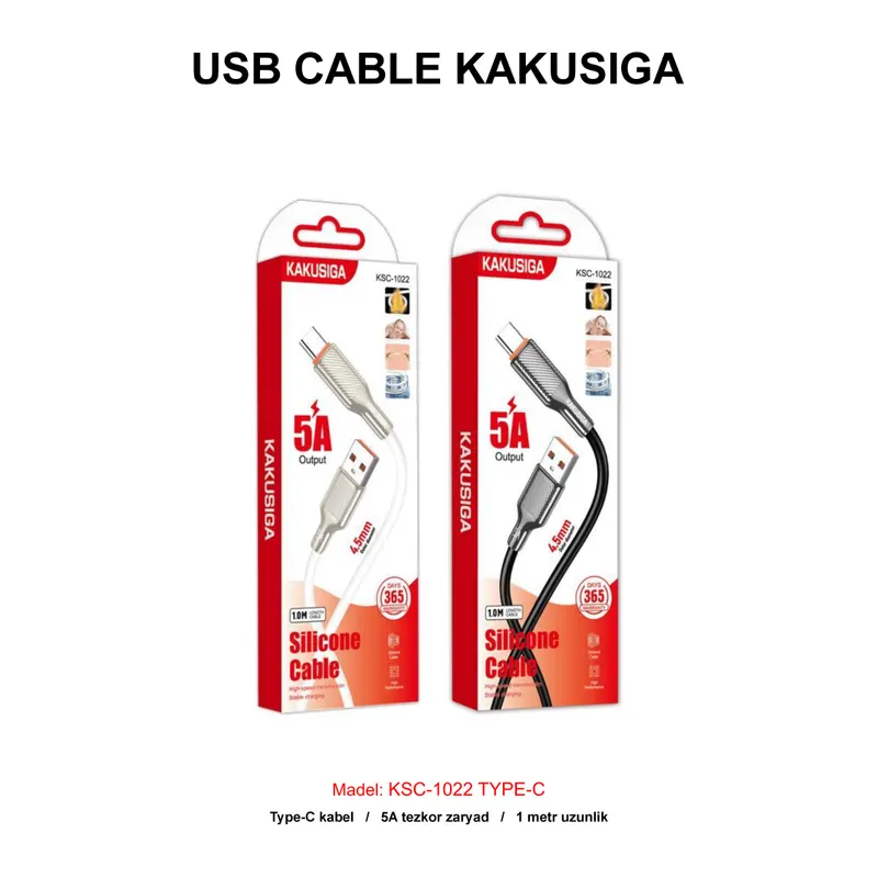 USB CABLE KAKUSIGA KSC-1022 TYPE-C BLACK