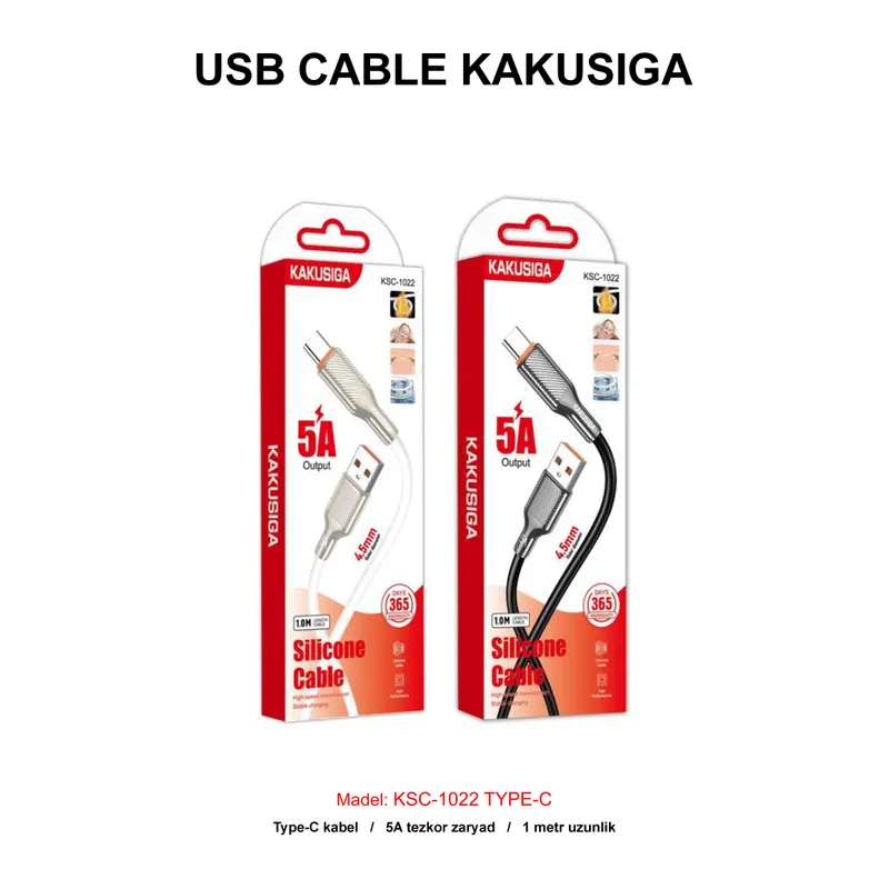 USB CABLE KAKUSIGA KSC-1022 TYPE-C WHITE