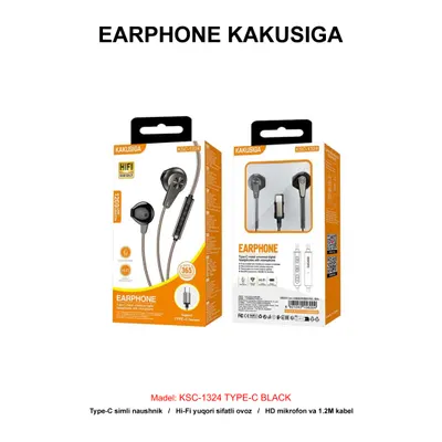 EARPHONE KAKUSIGA KSC-1324 TYPE-C DARK GREY