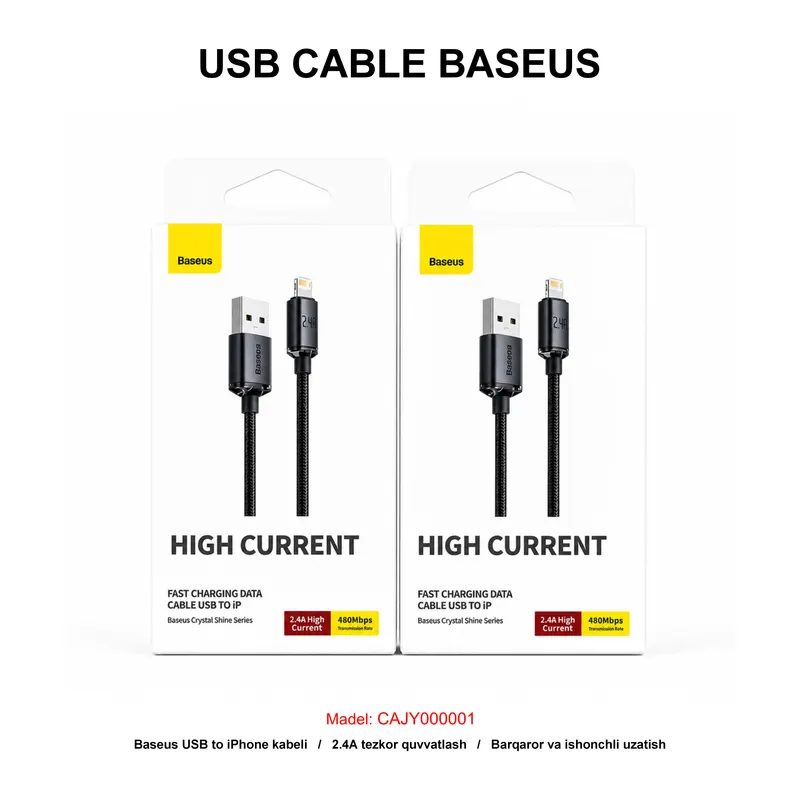 USB CABLE BASEUS CAJY000001 IP BLACK