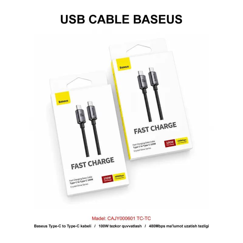 USB CABLE BASEUS CAJY000601 TC-TC BLACK