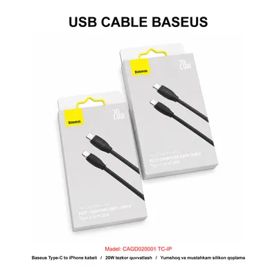 USB CABLE BASEUS CAGD020001 TC-IP BLACK