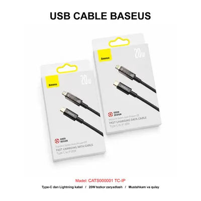 USB CABLE BASEUS CATS000001 TC-IP BLACK